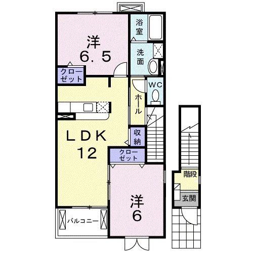 リュエル・2(2LDK/2階)の間取り写真