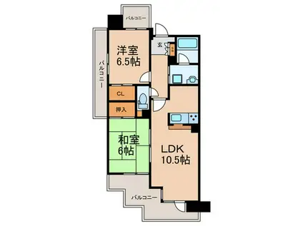 ラ・トゥール六甲W棟(2LDK/9階)の間取り写真