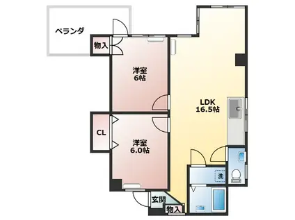 エルカステロ(2LDK/4階)の間取り写真