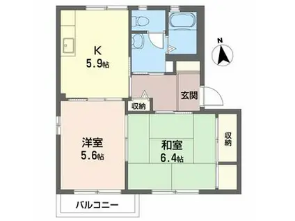 カトルセゾン(2K/2階)の間取り写真