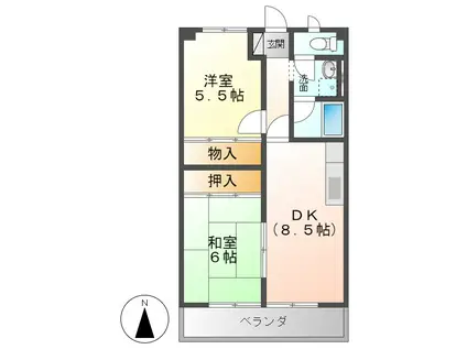 ホワイトメゾン(2DK/5階)の間取り写真