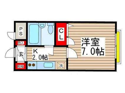 花ハウス(1K/2階)の間取り写真