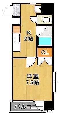 ニューサンリバー 6番館(1K/2階)の間取り写真