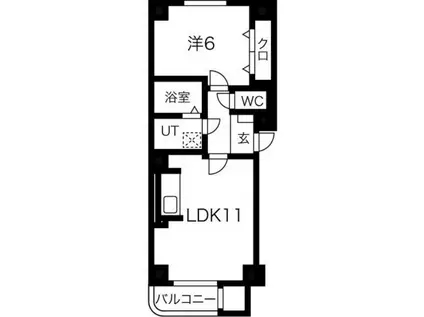 フレックス南郷通(1LDK/4階)の間取り写真