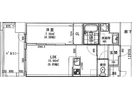 ラシュール・イン大橋II(1LDK/6階)の間取り写真