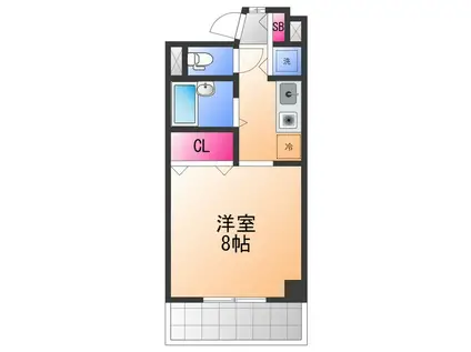 シャルル泉大津(1K/4階)の間取り写真