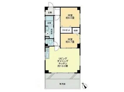 フォブール辻(2LDK/1階)の間取り写真