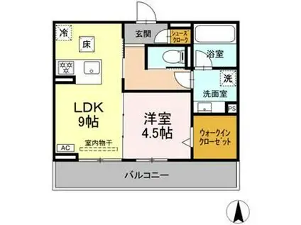 D-AVANCE 花中II(1LDK/1階)の間取り写真