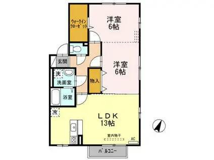 ウェライ2008SC(2LDK/2階)の間取り写真