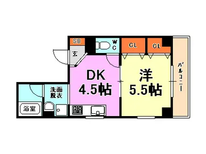 シャルマンコート神戸駅前(1K/4階)の間取り写真