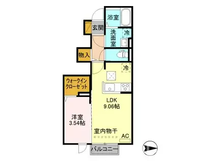 クレスト(1LDK/1階)の間取り写真