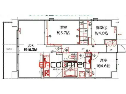 ドゥーエ南長崎(3LDK/9階)の間取り写真