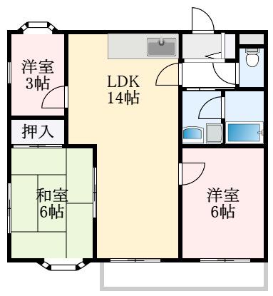 ラポール百舌鳥(3LDK/1階)の間取り写真