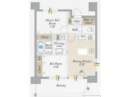 オーキッドレジデンス森下(2DK/11階)の間取り写真