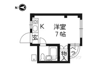 京阪鴨東線 出町柳駅 徒歩10分 2階建 築45年(ワンルーム/2階)の間取り写真