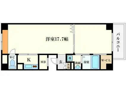 テラスレジデンス四ツ橋(1LDK/9階)の間取り写真