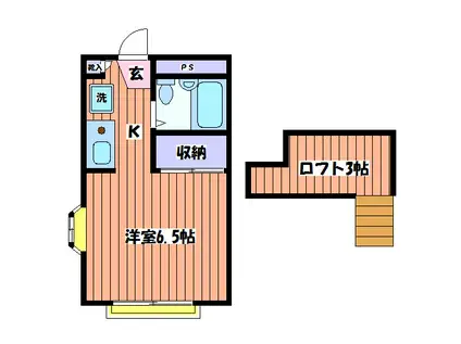 ルミエール多摩(1K/2階)の間取り写真