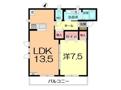 ヒールコート大宮A・B館(1LDK/1階)の間取り写真