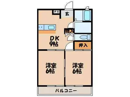 コーポラスたさき9(2DK/1階)の間取り写真