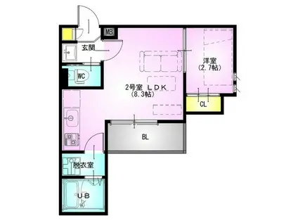 R-SMART川口元郷(1LDK/2階)の間取り写真