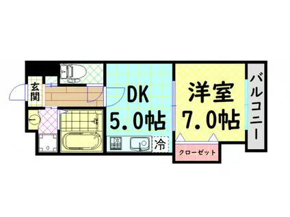 RAINBOW COURT PARTIII(1DK/10階)の間取り写真