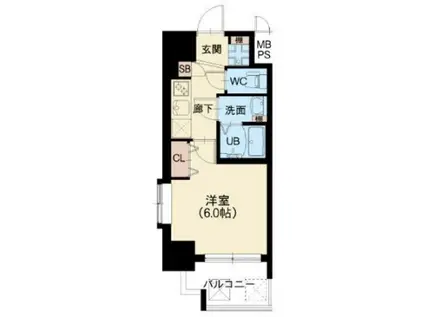 スプランディッド阿倍野(1K/6階)の間取り写真