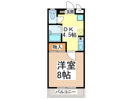 ピュアコート稲里(1DK/1階)の間取り写真