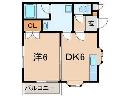 グレース一番館(1DK/2階)の間取り写真