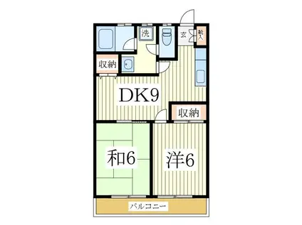 パールハイツマツバ(2DK/2階)の間取り写真