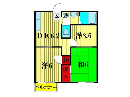 サンシャイン梅郷(3DK/2階)の間取り写真