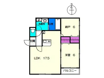 プロスパーコート住吉大社I(2LDK/2階)の間取り写真