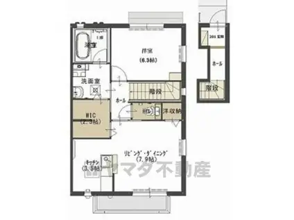 Y3ツルタパナハイツ C(1LDK/2階)の間取り写真