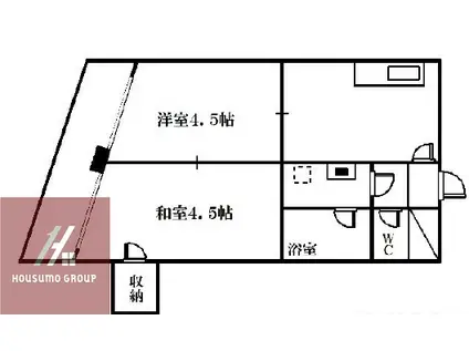 丸元北ビル(2DK/2階)の間取り写真