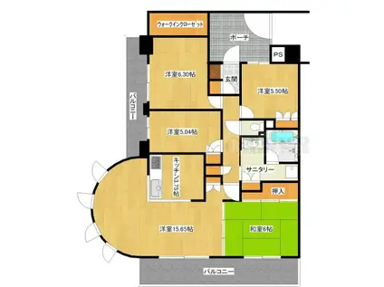 アルファステイツ港町公園(4LDK/5階)の間取り写真