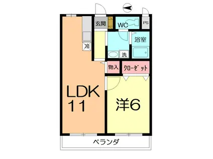 クレールシントウ(1LDK/2階)の間取り写真