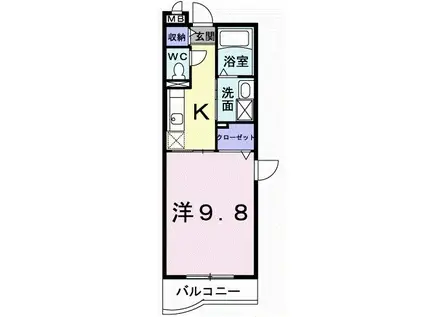 フェリーチェ小手指(1K/3階)の間取り写真