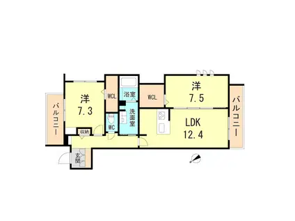 CANTABILE南甲子園(2LDK/3階)の間取り写真