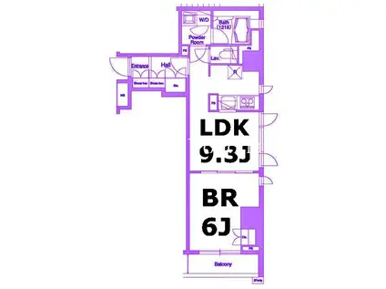 グラマシー横濱関内(1DK/2階)の間取り写真