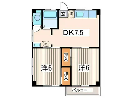 第3ハッピーヒルハイツ(2DK/3階)の間取り写真