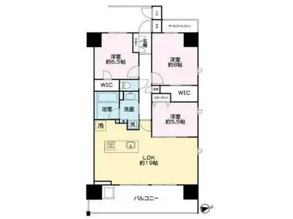 レーベン岩国麻里布町(3LDK/6階)の間取り写真