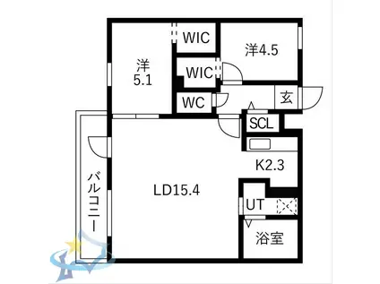 TS COURT ウエスト13(2LDK/3階)の間取り写真