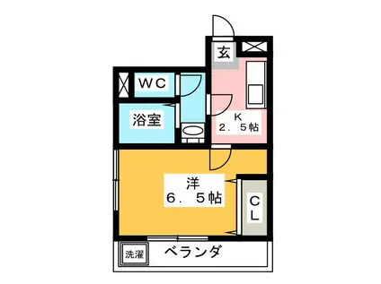 グランディール山口(1K/2階)の間取り写真