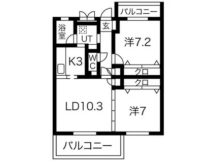 PENNY LANE(2LDK/3階)の間取り写真