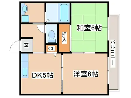 セフィーラ青谷(2DK/1階)の間取り写真