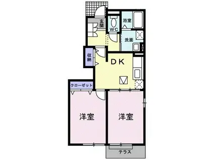 エバーグリーン(2DK/1階)の間取り写真