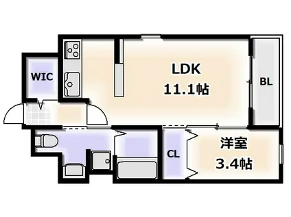メゾン・ボヌール(1LDK/2階)の間取り写真