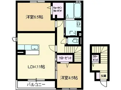 クオーレ A棟(2LDK/2階)の間取り写真