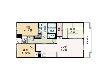 グリーンヴィラ御領(3LDK/6階)の間取り写真