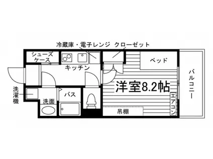UNI EVERGREEN香椎(1K/4階)の間取り写真