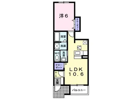 クレッシェ(1LDK/1階)の間取り写真